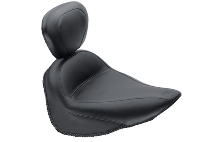 Mustang Motorcycle 79716 Mustang 84-06 Harley Standard Rear Tire Standard Touring Solo Seat w/Driver Backrest - Black