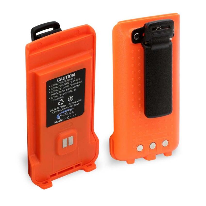 Rugged Radios BAT-GMR2-ORN GMR2 Replacement Battery with 12v Charge Port and Belt Clip Safety Orange
