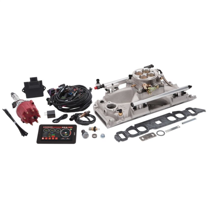 Edelbrock 35830 Pro Flo 4 Fuel Injection Kit Sequential Port BBC Oval 625 Max HP 35 LbHr Injectors Satin