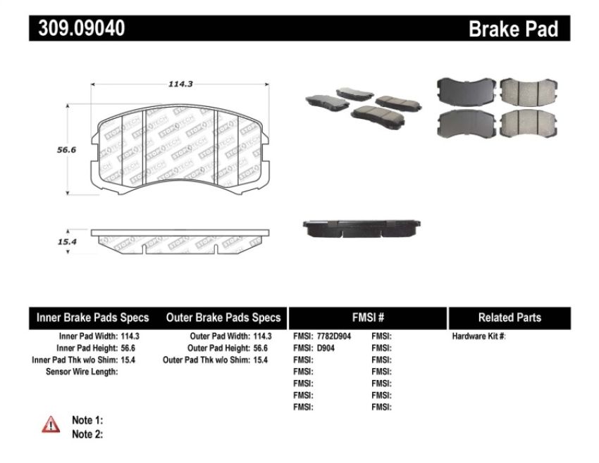 Stoptech 309.09040 Performance Brake Pads