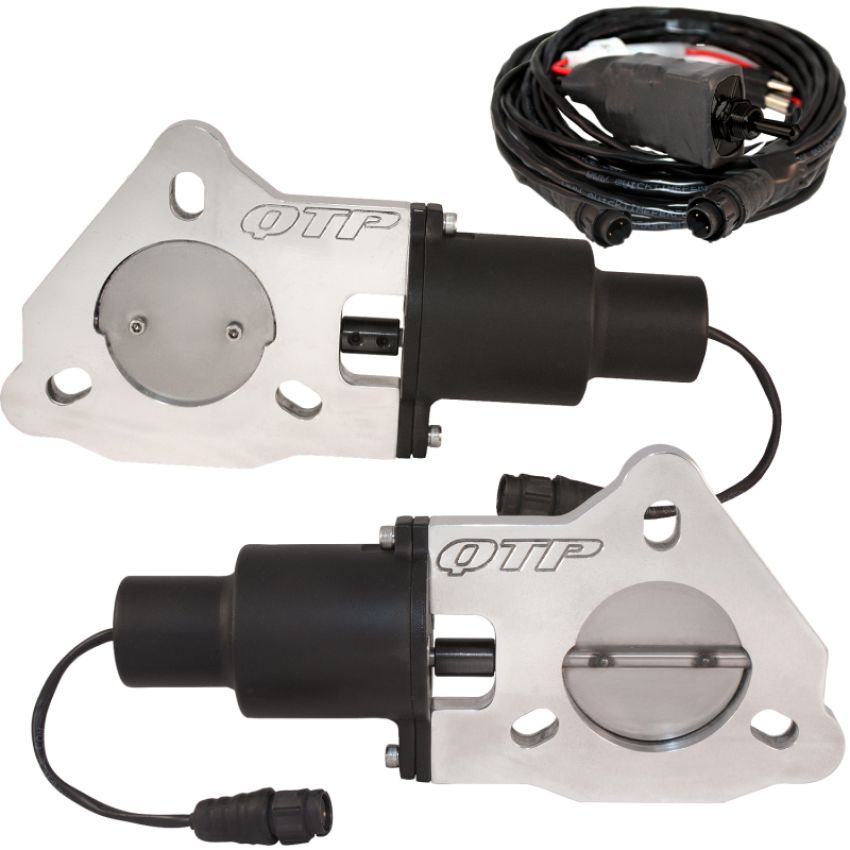 QTP QTEC50 2.5in Bolt-On QTEC Dual Electric Cutout Valves - Pair