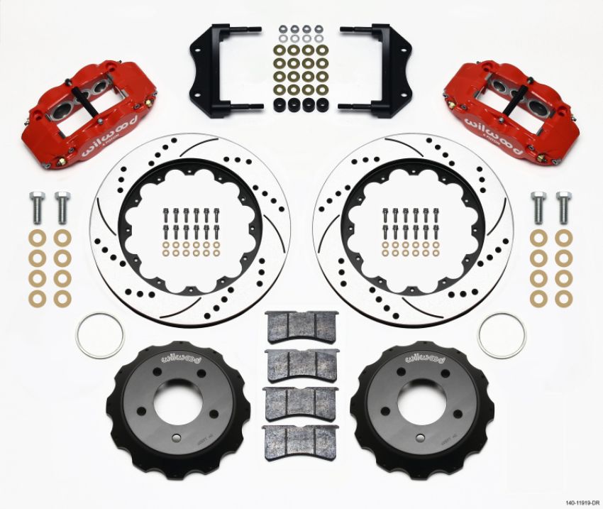 Wilwood 140-11919-DR Narrow Superlite 6R Front Hat Kit 14.00in Drilled Red 84-87 Corvette C4