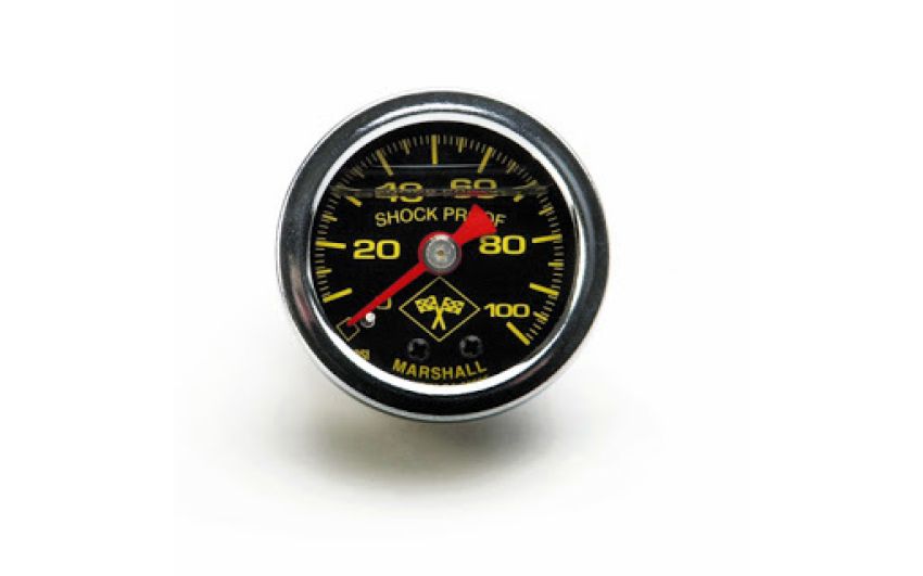 RUSSELL RUS650320 0-100 PSI Fuel Pressure Gauge Blk Face/Chrm Case