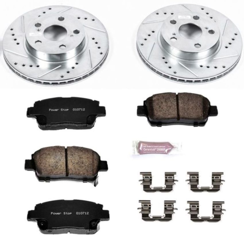 PowerStop K5219 Z23 Daily Driver Carbon-Fiber Ceramic Brake Pad and Drilled & Slotted Rotor Kit