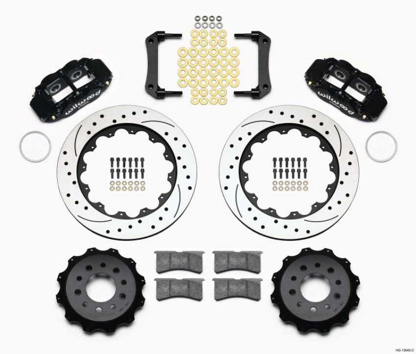 Wilwood 140-13648-D Narrow Superlite 4R Rear Kit 14.00in Drilled Morrison Multilink IRS (2010-15 Camaro Based)