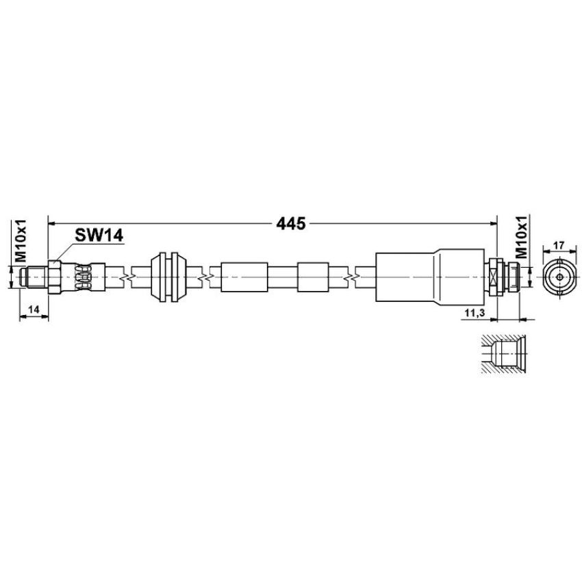 ATE 330664 ATE Original Front Brake Hydraulic Hose for Jaguar 330664