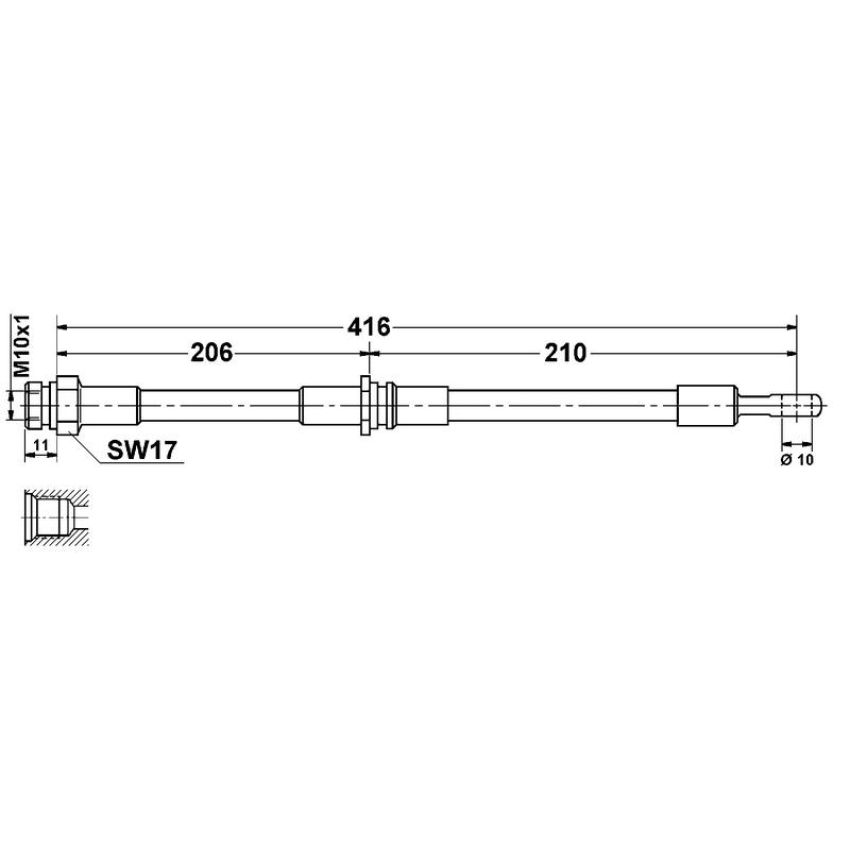 ATE 330708 ATE Original Rear Brake Hydraulic Hose for Volvo 330708
