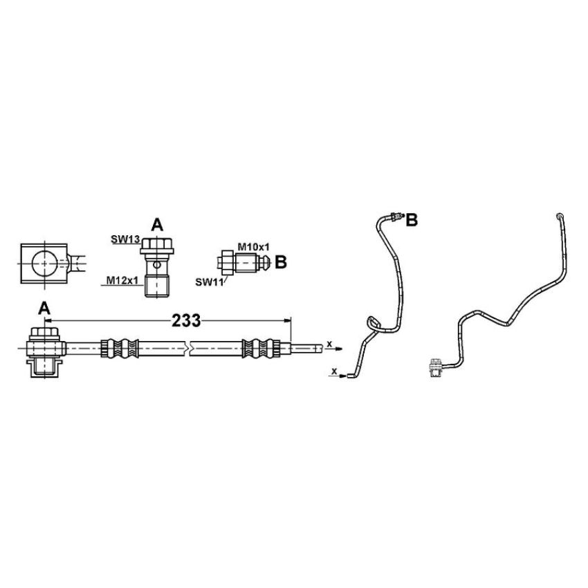 ATE 331066 ATE Original Rear Brake Hydraulic Hose for Audi, Volkswagen 331066