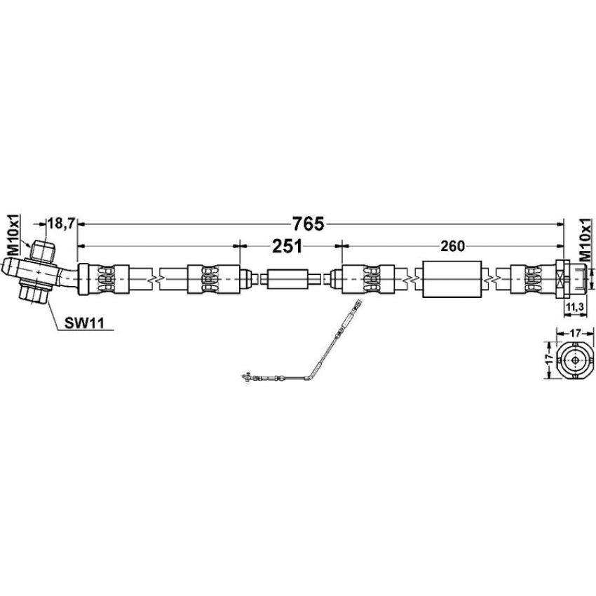 ATE 331228 ATE Original Rear Brake Hydraulic Hose for Land Rover 331228