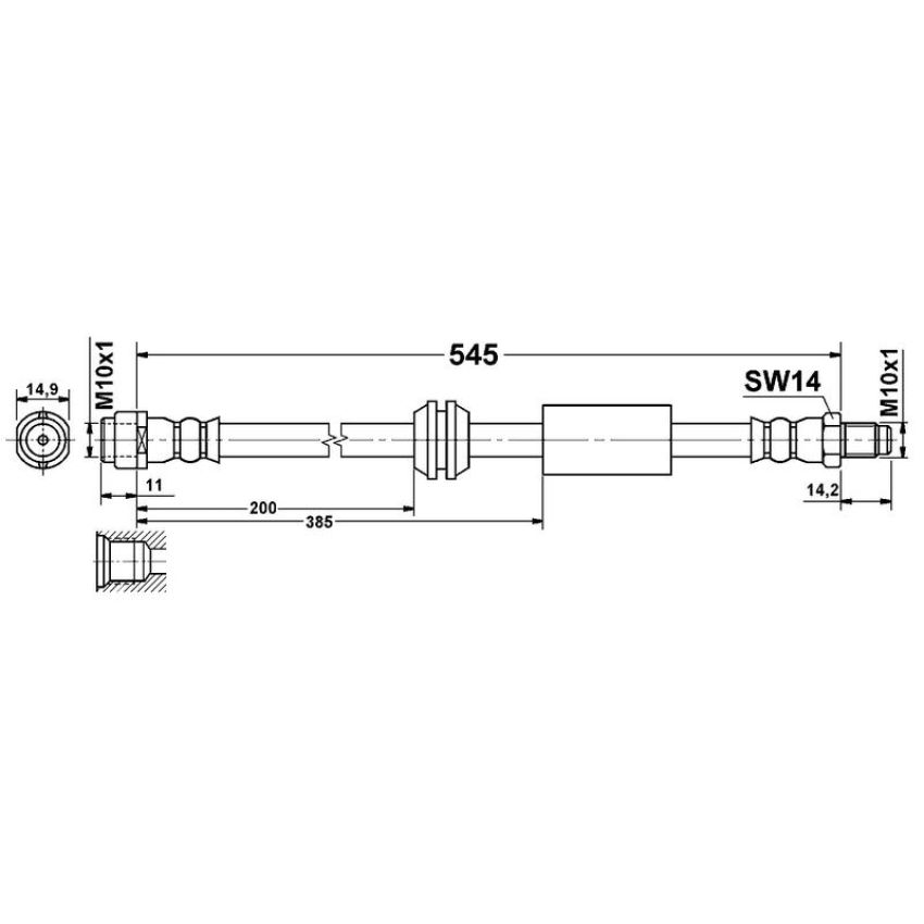 ATE 331240 ATE Original Front Brake Hydraulic Hose for Mercedes-Benz 331240