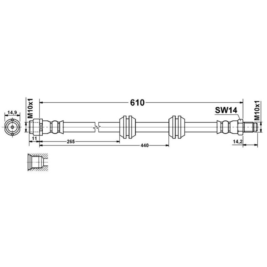 ATE 331241 ATE Original Rear Brake Hydraulic Hose for Mercedes-Benz 331241