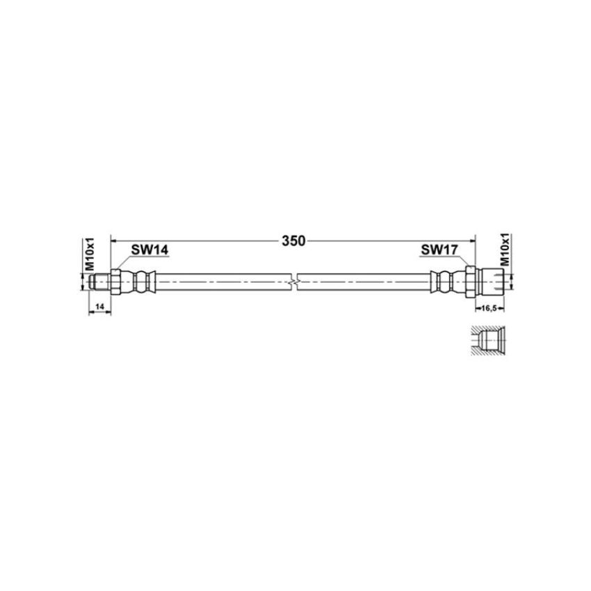 ATE 331257 ATE Original Front Brake Hydraulic Hose for Volkswagen 331257
