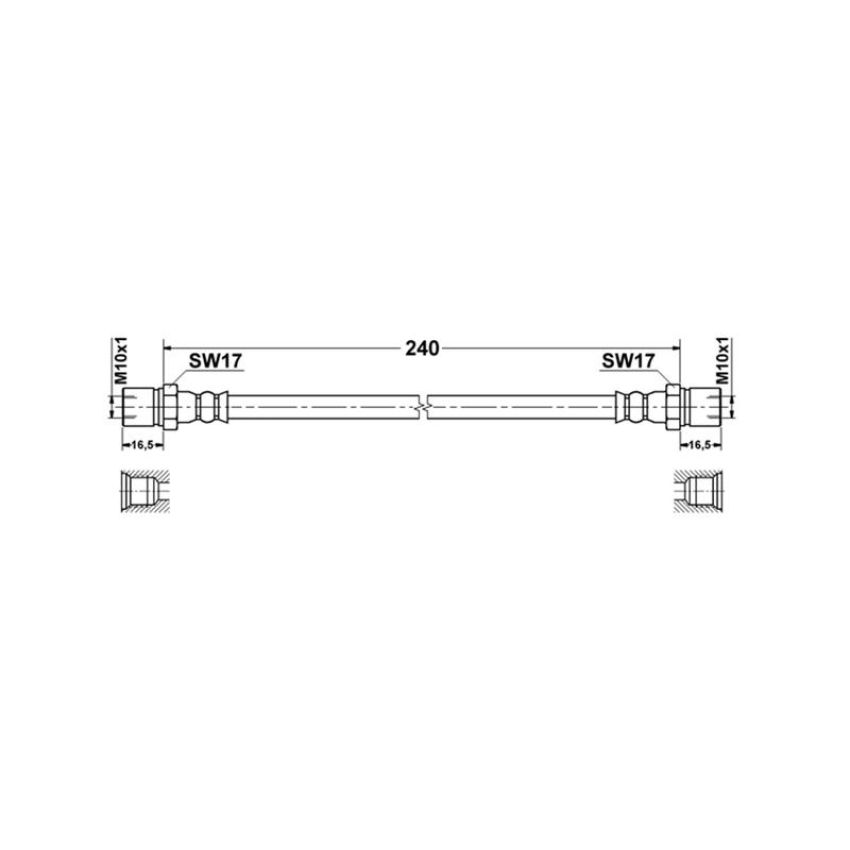 ATE 331260 ATE Original Rear Brake Hydraulic Hose for Volkswagen 331260