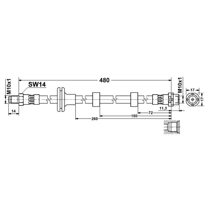 ATE 331270 ATE Original Front Brake Hydraulic Hose for Land Rover 331270