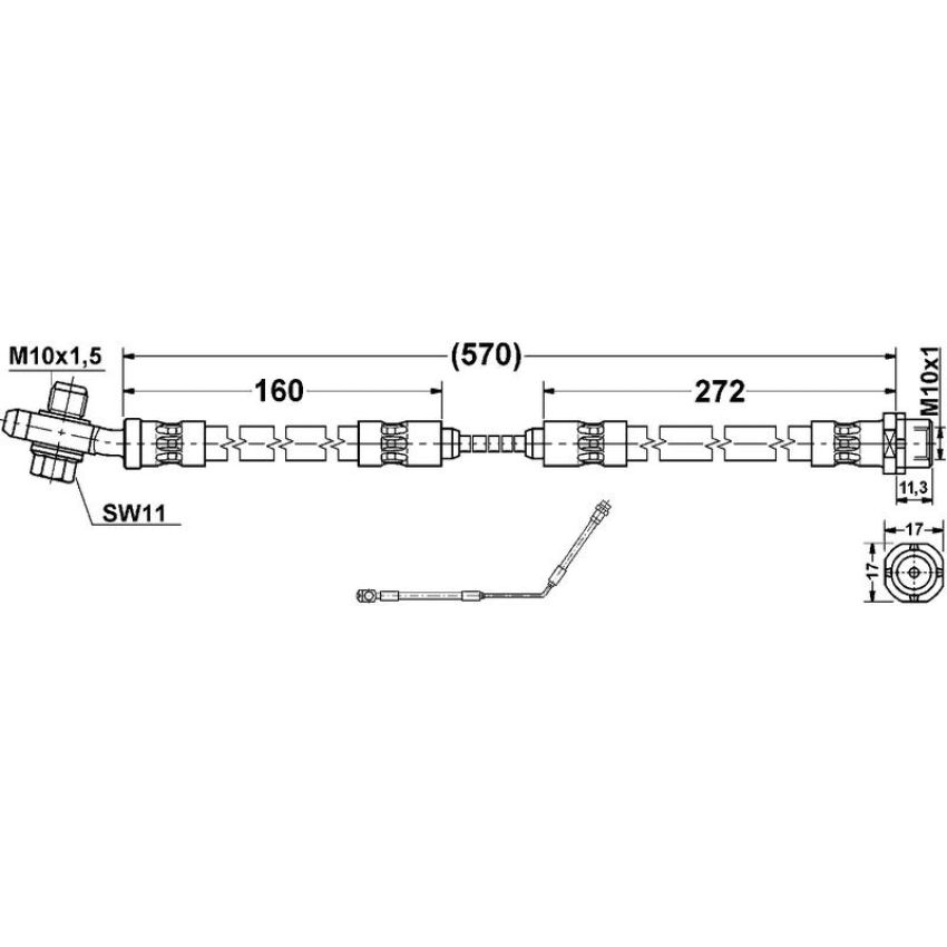 ATE 331305 ATE Original Rear Brake Hydraulic Hose for BMW 331305