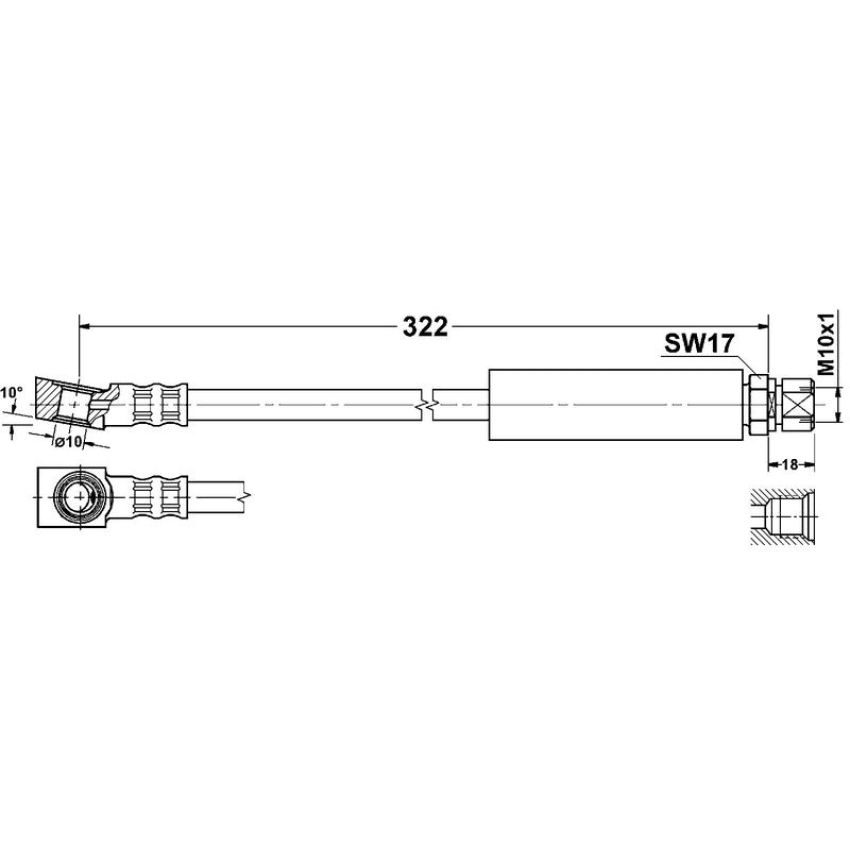 ATE 331314 ATE Original Front Brake Hydraulic Hose for Saab 331314