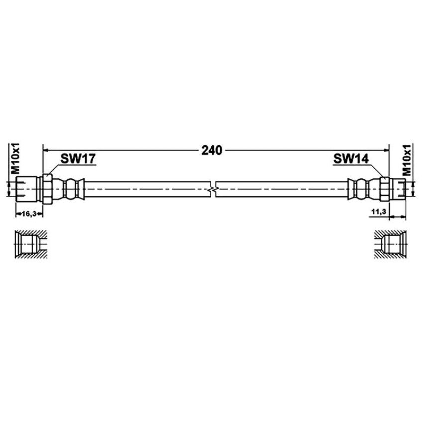 ATE 331321 ATE Original Rear Brake Hydraulic Hose for Porsche 331321