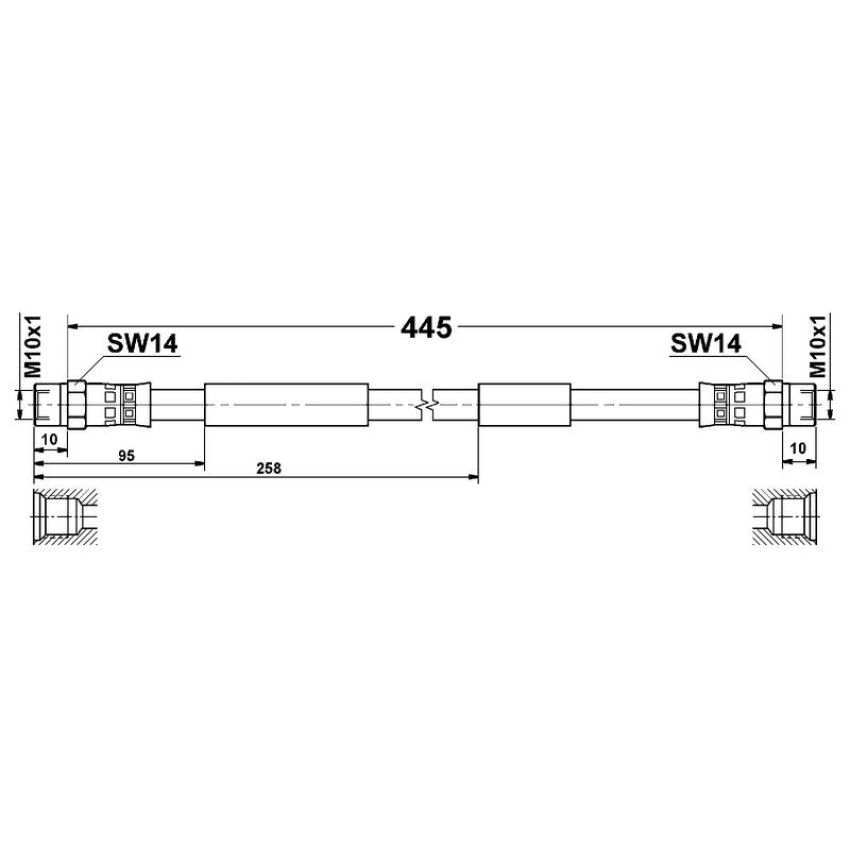 ATE 331378 ATE Original Front Brake Hydraulic Hose for Volkswagen 331378