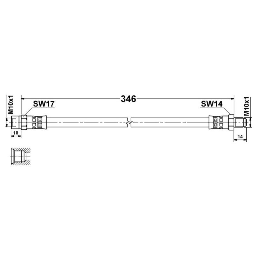 ATE 331406 ATE Original Front Brake Hydraulic Hose for Mercedes-Benz 331406
