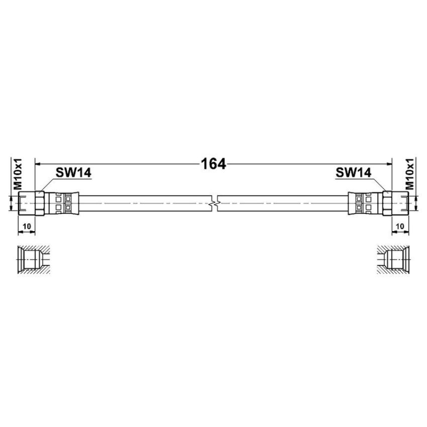 ATE 331414 ATE Original Rear Brake Hydraulic Hose for Volkswagen 331414