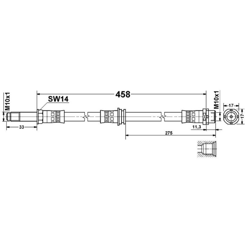 ATE 331429 ATE Original Rear Brake Hydraulic Hose for BMW 331429