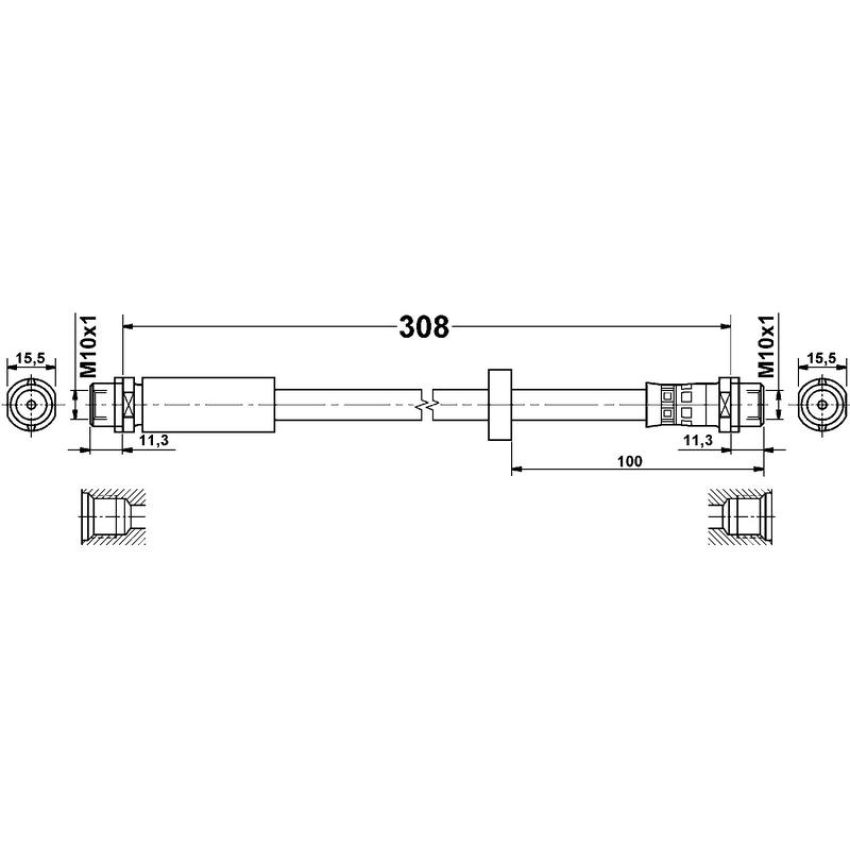 ATE 331435 ATE Original Front Brake Hydraulic Hose for Audi 331435