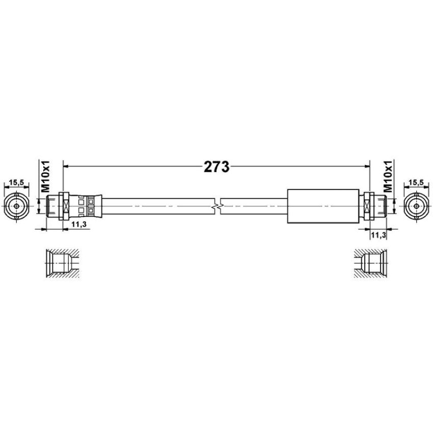 ATE 331444 ATE Original Front Brake Hydraulic Hose for Audi 331444