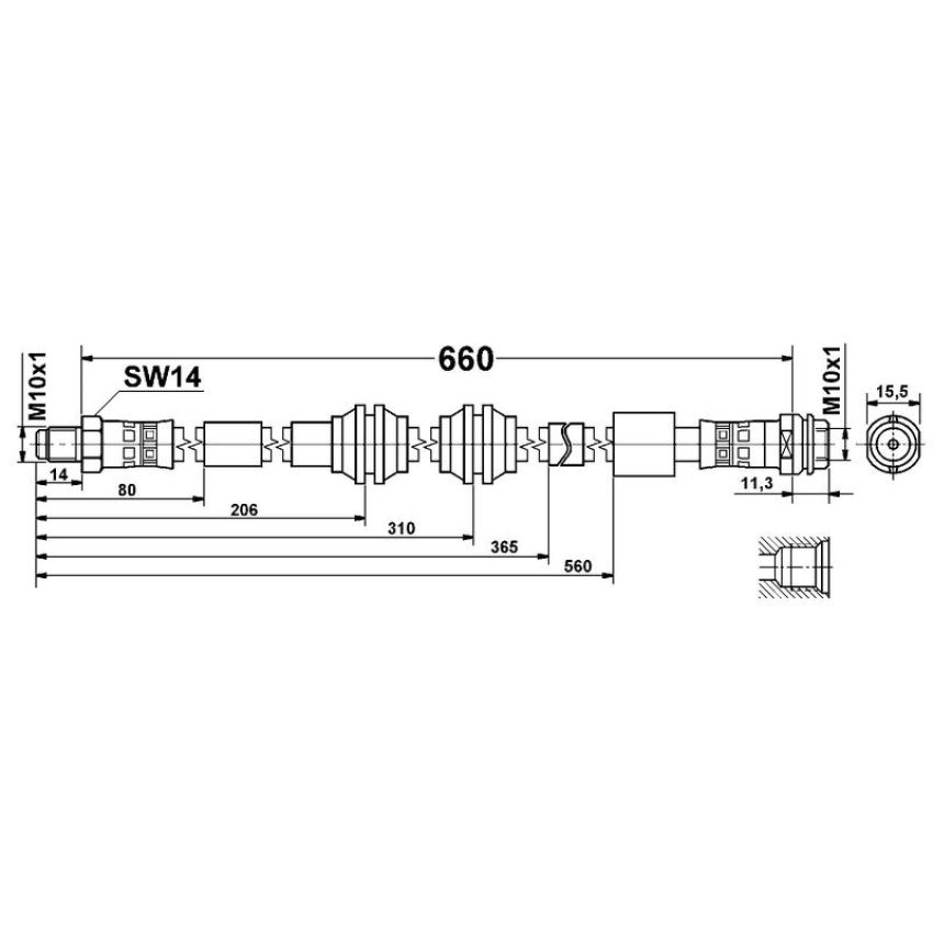 ATE 331445 ATE Original Front Brake Hydraulic Hose for Mercedes-Benz 331445