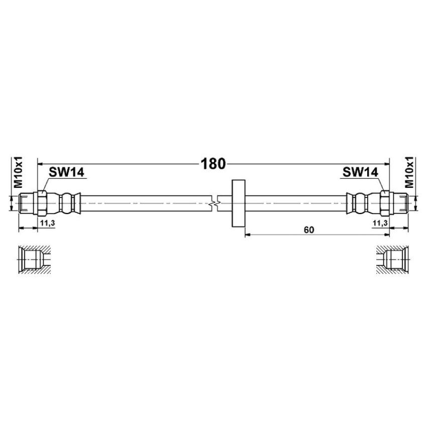 ATE 331461 ATE Original Rear Brake Hydraulic Hose for Audi, Volkswagen 331461