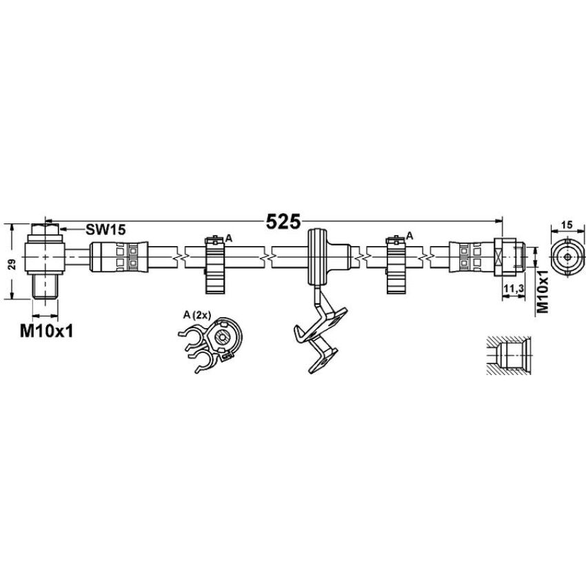 ATE 331491 ATE Original Front Brake Hydraulic Hose for Mercedes-Benz 331491