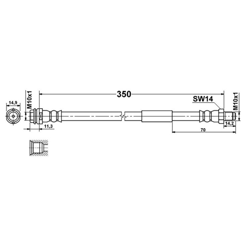 ATE 331542 ATE Original Rear Brake Hydraulic Hose for Mercedes-Benz 331542