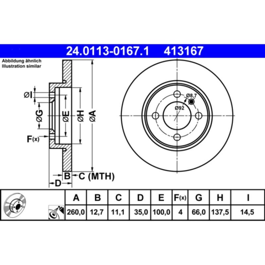 ATE 413167 ATE Original Front  Disc Brake Rotor 413167 for BMW