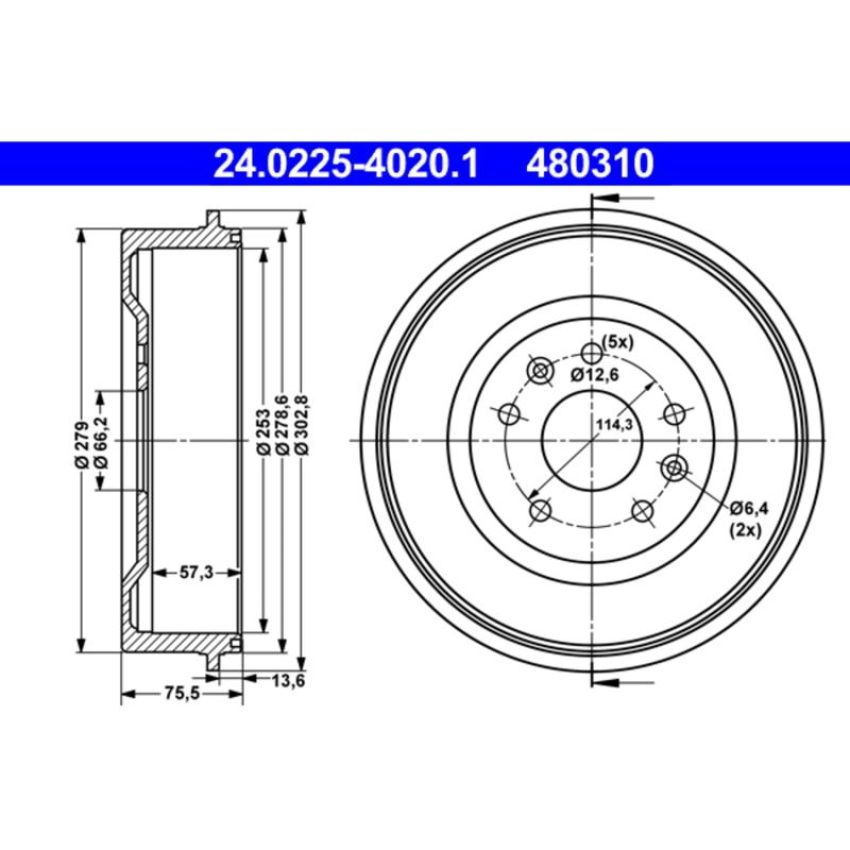 ATE 480310 ATE Original Rear Drum Brake 480310 for Land Rover