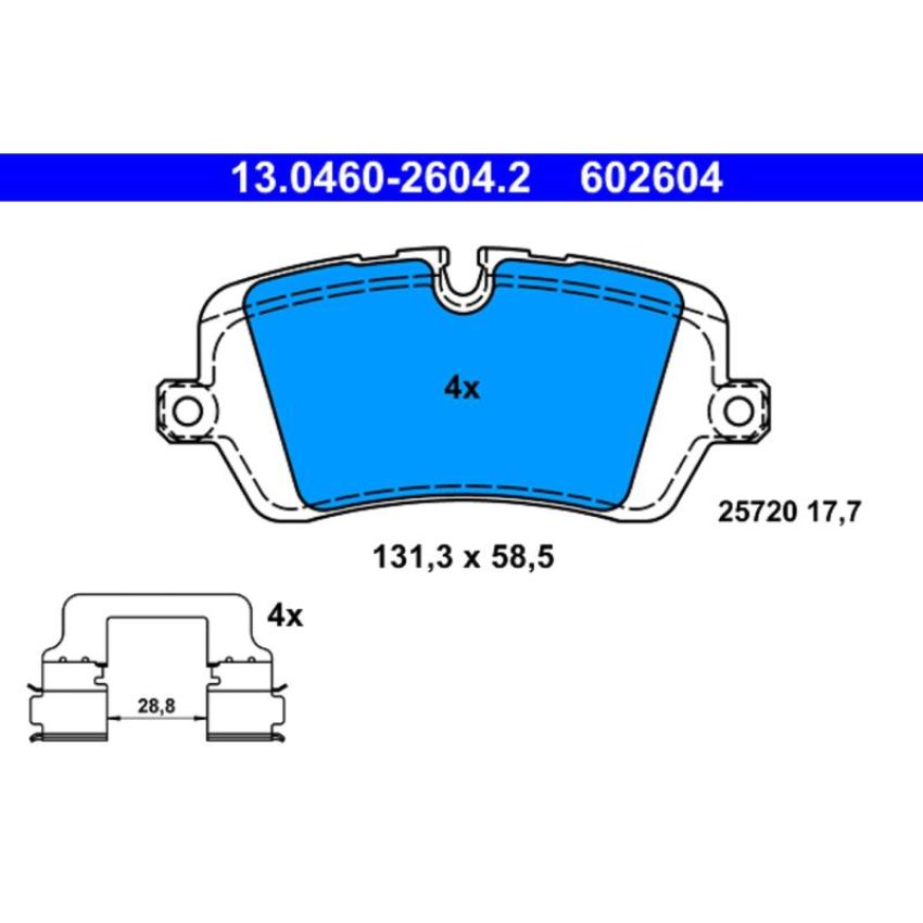 ATE 602604 ATE Original Semi-Metallic Rear Disc Brake Pad Set 602604 for Land Rover