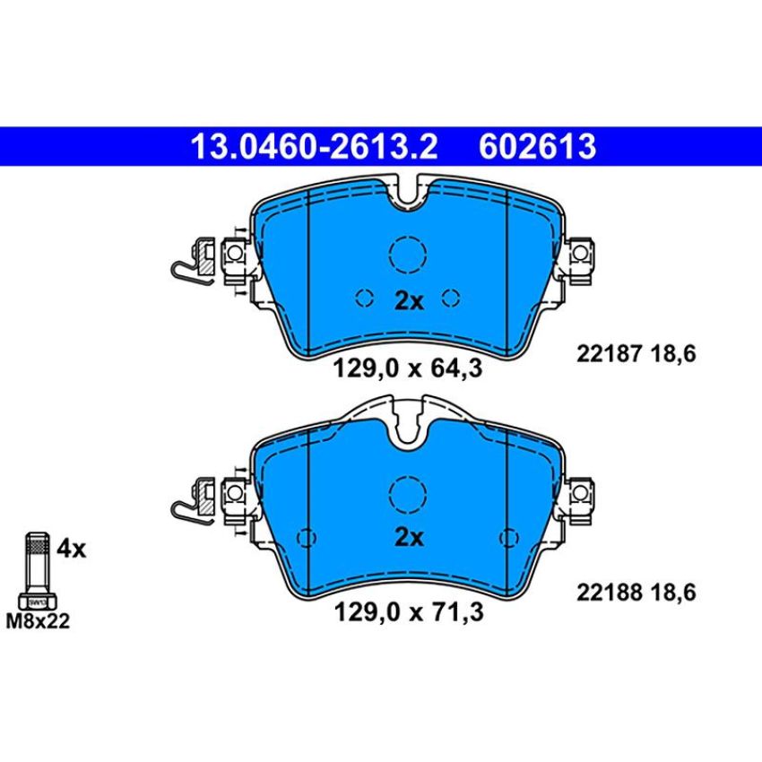 ATE 602613 ATE Original Semi-Metallic Front Disc Brake Pad Set 602613 for Mini Cooper