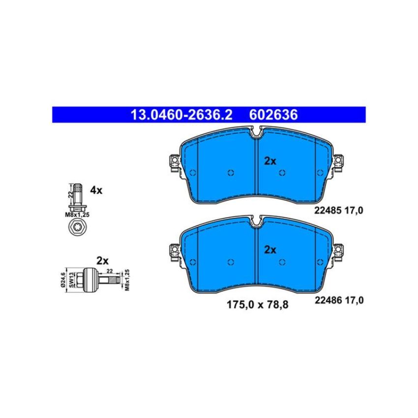 ATE 602636 ATE Semi-Metallic Front Disc Brake Pad Set 602636 for Jaguar, Land Rover