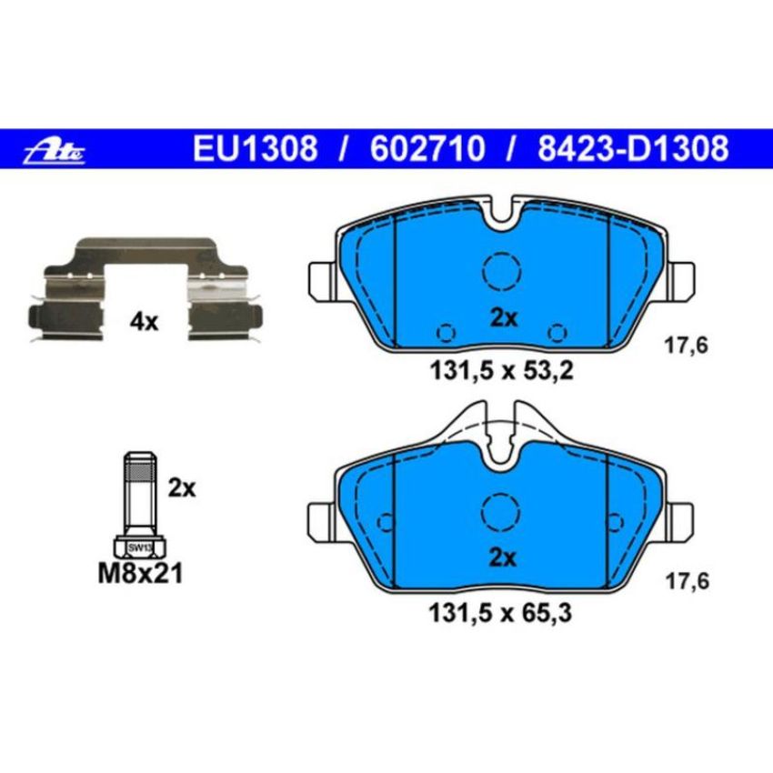 ATE 602710 ATE Original Semi-Metallic Front Disc Brake Pad Set 602710 for Mini