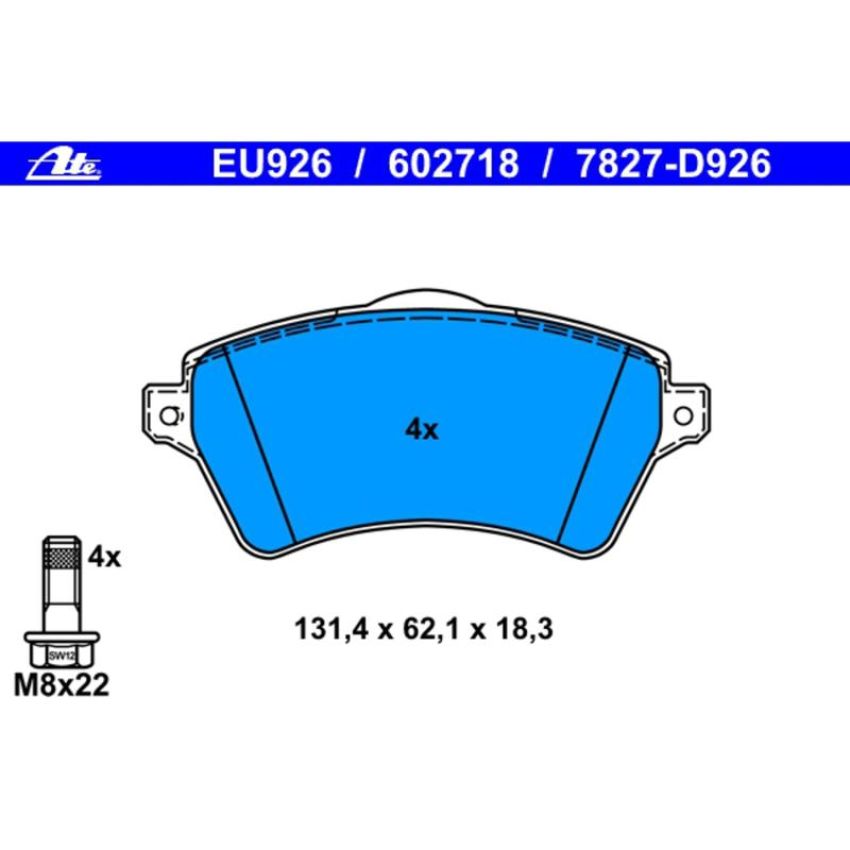 ATE 602718 ATE Original Semi-Metallic Front Disc Brake Pad Set 602718 for Land Rover