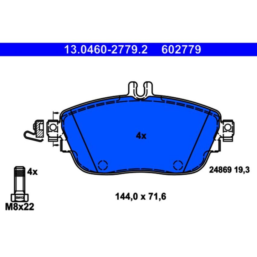 ATE 602779 ATE Semi-Metallic Front Disc Brake Pad Set 602779 for INFINITI, Mercedes-Benz