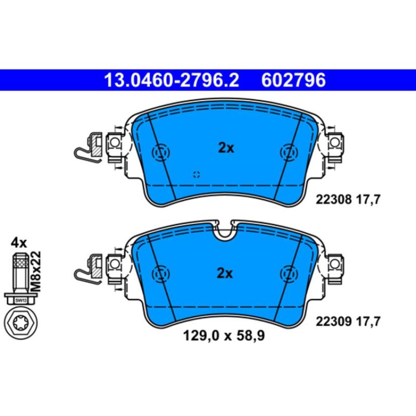 ATE 602796 ATE Original Semi-Metallic Rear Disc Brake Pad Set 602796 for Audi