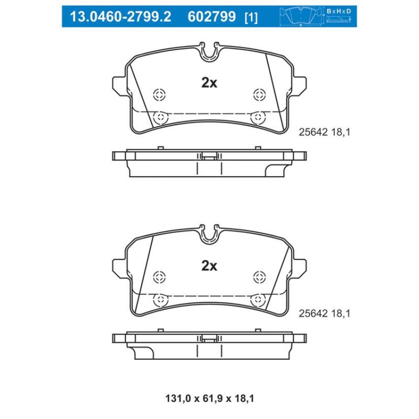 ATE 602799 ATE Original Semi-Metallic Rear Disc Brake Pad Set 602799 for Porsche