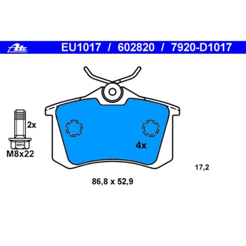 ATE 602820 ATE Original Semi-Metallic Rear Disc Brake Pad Set 602820 for Audi, Volkswagen