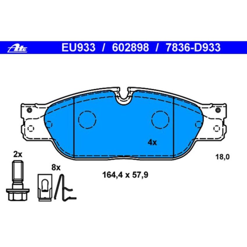 ATE 602898 ATE Original Semi-Metallic Front Disc Brake Pad Set 602898 for Jaguar