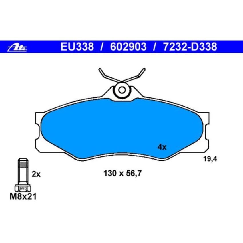 ATE 602903 ATE Original Semi-Metallic Front Disc Brake Pad Set 602903 for Volkswagen