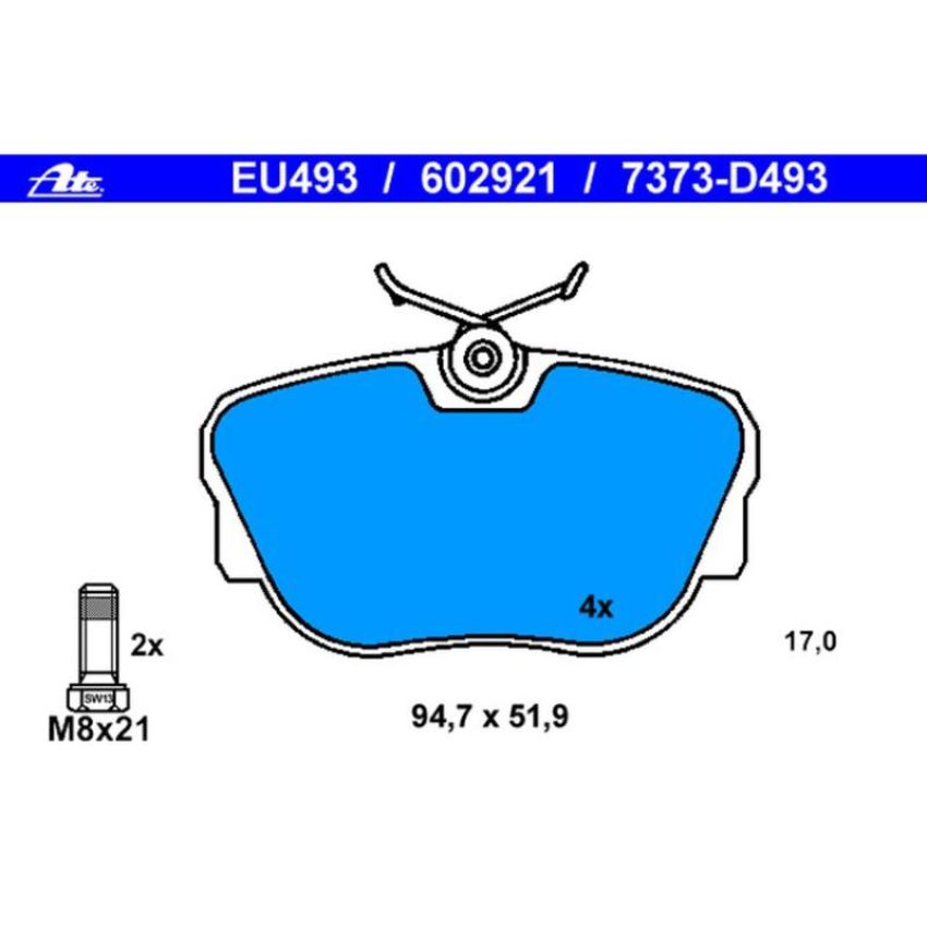 ATE 602921 ATE Original Semi-Metallic Rear Disc Brake Pad Set 602921 for BMW
