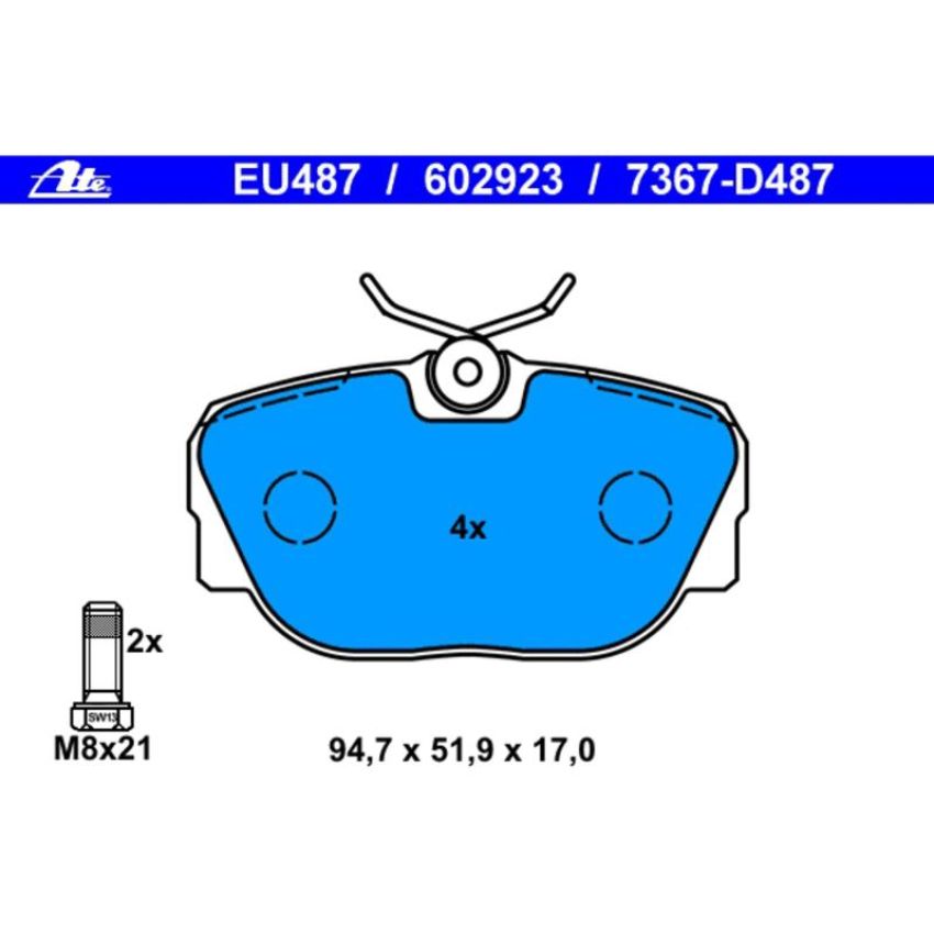 ATE 602923 ATE Original Semi-Metallic Front Disc Brake Pad Set 602923 for Mercedes-Benz