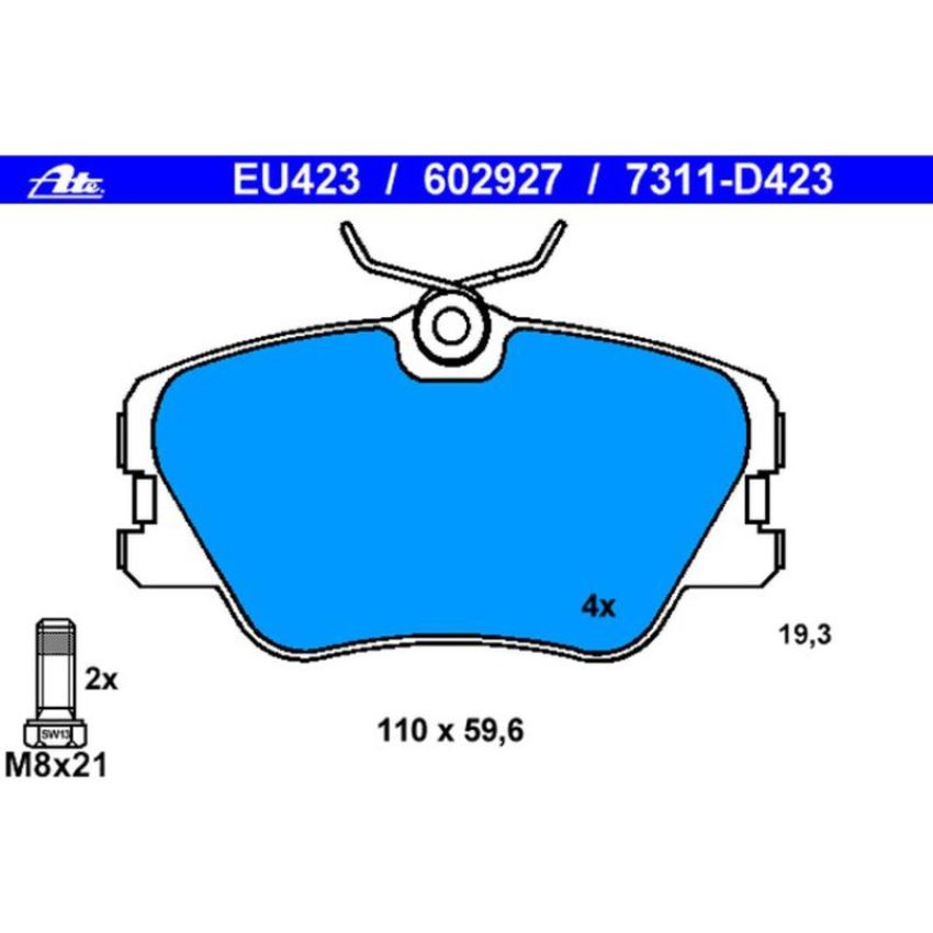 ATE 602927 ATE Original Semi-Metallic Front Disc Brake Pad Set 602927 for Mercedes-Benz
