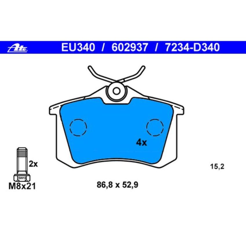 ATE 602937 ATE Original Semi-Metallic Rear Disc Brake Pad Set 602937 for Volkswagen