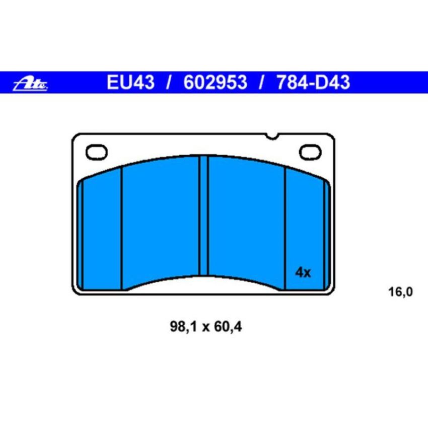 ATE 602953 ATE Original Semi-Metallic Front Disc Brake Pad Set 602953 for Volvo