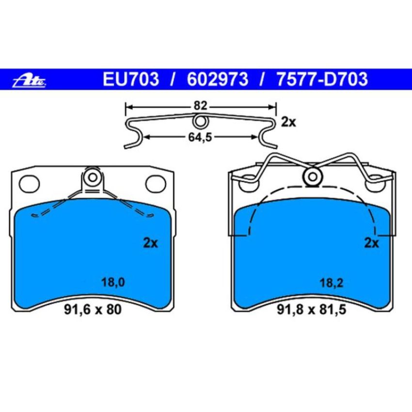 ATE 602973 ATE Original Semi-Metallic Front Disc Brake Pad Set 602973 for Volkswagen
